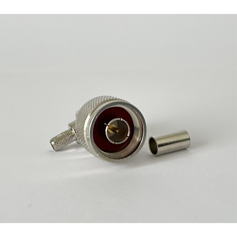 Роз'єм N-Type Male на кабель RG-58 під обтиск, кутовий