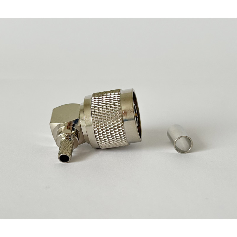 Роз'єм N-Type Male на кабель RG-58 під обтиск, кутовий
